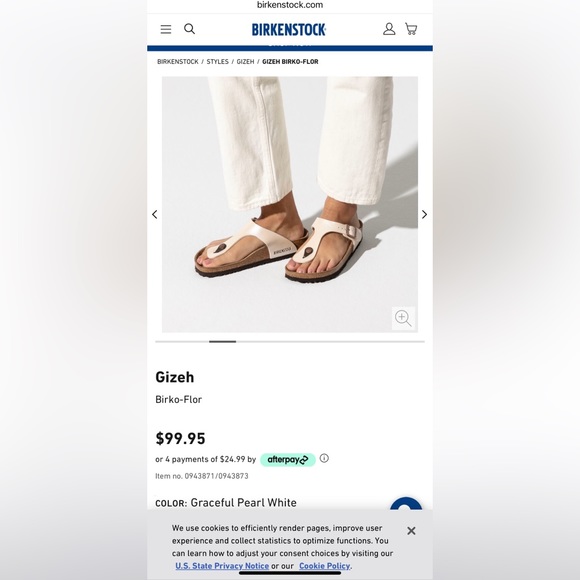 Birkenstock Gizeh Sandal in Graceful Pearl White - Picture 13 of 15